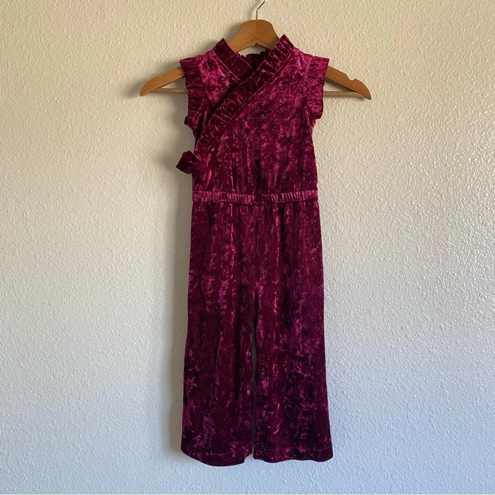 Genuine Kids by Oshkosh Velvet burgundy jumpsuit Size 2T